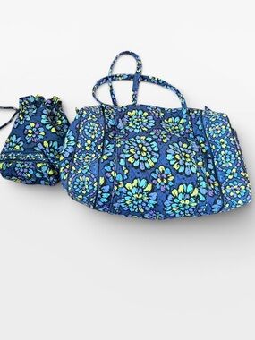 Vera Bradley Blue Floral Quilted Travel duffel  with Pouch